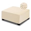 NeColorLife Ottoman Cover Square Velvet Ottoman Slipcover Thick Stretchable Footrest Stool Covers with Elastic Band for Ottoman(Small Size,Cream)