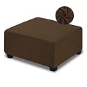 NeColorLife Ottoman Cover Velvet Storage Ottoman Slipcover Thick Stretchable Footrest Stool Covers with Elastic Band for Rectangle and Square Ottoman(Medium Size,Brown)