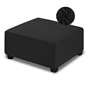 NeColorLife Velvet Ottoman Cover Square, Stretchable Slipcover with Elastic Band for Oversized Footrest Stool Ottoman (XX-Large, Black)