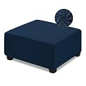NeColorLife Velvet Square & Rectangular Ottoman Cover, Large,Navy Blue