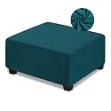 NeColorLife Velvet Square &amp; Rectangular Ottoman Cover, Large,Lake Blue
