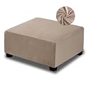 NeColorLife Velvet Square &amp; Rectangular Ottoman Cover, Large,Taupe