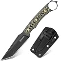 NedFoss Pioneer EDC Fixed Blade Knife with Sheath, 3.4" 14C28N Steel Tanto