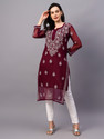 Neelam Chikan Women Chikan Embroidery Straight Kurta