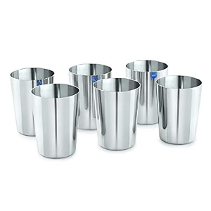 neelam stainless steel 7 22 gauge prm glass 300 ml set of 6 elegant and durable drinking glass for water juices and beverages ideal for daily use parties easy to clean sliver