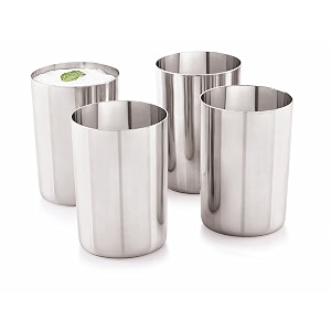 neelam stainless steel glass set - 4 pieces silver 300ml