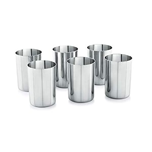 neelam stainless steel 7 22 gauge glass 300 ml set of 6 elegant and durable drinking glass for water juices and beverages ideal for daily use mother39s day parties easy to clean sliver