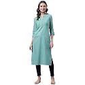 NEEMIYA Striped Solid Kurta Round Nack