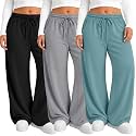 Neer 3 Pack Women's Plus Size Sweatpants Wide Leg Athletic Pants