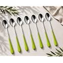 NEERAK Soda Spoon, Mixing Stirring Spoon, Ice Tea Coffee Long Ice Cream for Tall Glasses, Bournvita Spoon, Cocktail Bar Long Colored Handle Spoon(Pack of 6), 20Cm (Lime Green)