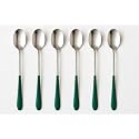 NEERAK Soda Spoon, Mixing Stirring Spoon, Ice Tea Coffee Long Ice Cream for Tall Glasses, Bournvita Spoon, Cocktail Bar Long Colored Handle Spoon(Pack of 6), 20Cm (Green)