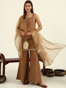 NEEVENTERPRISE Embellished Kurta Palazzo Dupatta Set