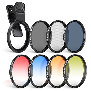 neewer 52mm lens filter kit with phone lens clip cpl nd32 6 point star filter graduated filters 4 colors compatible with iphone 14 pro max 13 12 11 amp canon nikon sony cameras