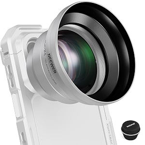 neewer 65mm hd telephoto phone camera lens with hood silver 17x zoom lens attachment for 17mm thread backplate phone cage amp case compatible with iphone android ls-66