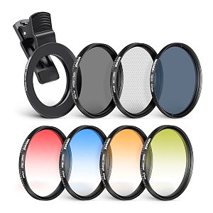 neewer 67mm clip on filters kit for phone amp camera cpl nd32 star filter 4 graduated color filters 52-67mm adapter ring phone lens clip compatible with iphone 15 14 pro max 14 13 12 11