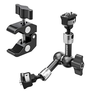 neewer 734 articulating magic arm clamp mount with super clamp camera monitor mount with 1434 3834 arri locating pins amp holes for dslr action camera video light compatible with smallrig cage st07c