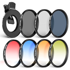 neewer 77mm lens filter kit with phone lens clip cpl  nd32  star  4 graduated color filter compatible with iphone 17 16 16e 15 14 pro max canon nikon sony camera