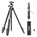 NEEWER LITETRIP LT07 61" Aluminum Travel Tripod Stand for Camera with Pan Tilt Low Profile Ball Head, Arca QR Plate Compatible with PD, Dual Center Axis, Max Load 22lb