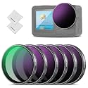 NEEWER ND Filter Set Compatible with DJI Osmo Action 5 Pro/4/3, 6 Pack Neutral Density ND8+ND16+ND32+ND64+ND256+CPL, Action Camera Lens Accessories Multicoated HD Optical Glass + Cleaning Cloth