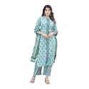 Nefer Women Teal Green Pure Cotton Straight