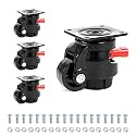 Nefish Heavy Duty Leveling Machine Casters 2200 LBS, Upgraded Ratchet Arm Design Leveling Retractable Castors Set of 4, Aluminum Base & Industrial Grade Rubber Workbench Caster for Industrial, Machine