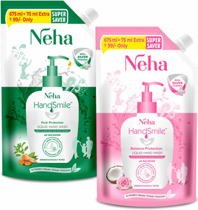 neha herbals neha handsmile balance  pure protection refill combo hand wash refill pouch