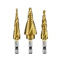NEIKO 10181A Step Drill Bit Set, 3 Piece, Spiral Grooved for Faster Drilling, Step Bits for Stainless Steel, Metal, Wood, Plastic, Unibit Cone Drill Bits with 31 Step Sizes Total (Pack of 10)