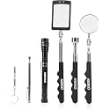 NEIKO 20736A (6) Piece Set, Magnetic Tool &amp; Telescoping Mirror Set, Adjustable Telescoping Magnetic Pickup Tool, Flashlight 15lb Retriever Tool, 360 Swivel, Magnet Mirror, Magnetic Tools for Mechanic