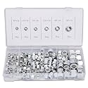 NEIKO 50432A Hex Nut Assortment Set | 150 Pc Nylon Locking Nuts | A3 Steel Hex Assorted Hardware Kit #10 &amp; SAE | Metal Screw Nut for Bolts | Friction Lock Nut