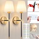 Nekhung Battery Operated Wall Sconce, Peel and Stick Sconces Set of 2