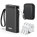 Nelko Label Maker Machine, P21 Label Printer with 3 Tapes & Case, Black