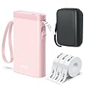 Nelko Label Maker Machine, P21 Label Printer with 3 Tapes &amp; Case, Pink