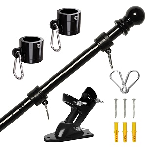 NELXINJO 5FT Black Stainless Steel Flag Pole