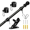 NELXINJO 5FT Black Stainless Steel Flag Pole