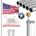 NELXINJO Heavy Duty 25FT Flag Pole 100MPH Wind Test Outside House, Silver