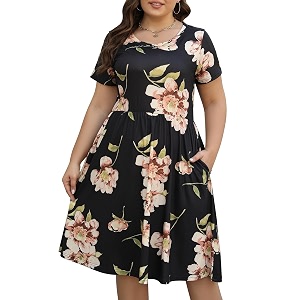 Nemidor Women Plus Size Casual Dress Midi