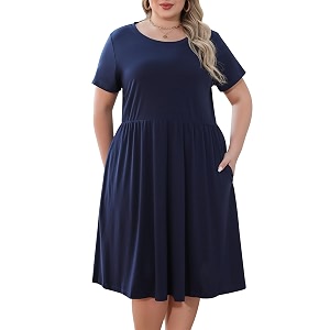 Nemidor Women Plus Size Casual Dress Midi
