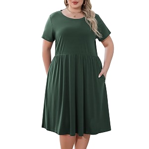 Nemidor Women Plus Size Casual Dress Midi