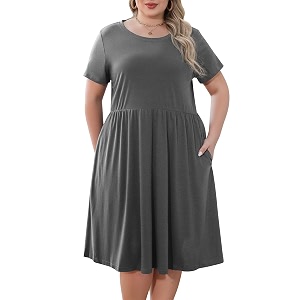 Nemidor Women Plus Size Casual Dress Midi