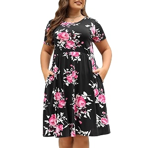 Nemidor Women Plus Size Casual Dress Midi