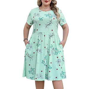 Nemidor Women Plus Size Casual Dress Midi