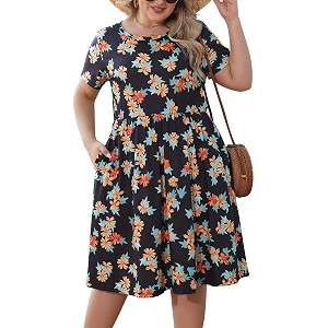 Nemidor Women Plus Size Casual Dress Midi