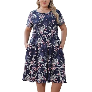 Nemidor Women Plus Size Casual Dress Midi