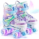 NEMONE Mermaid Adjustable Light up Roller Skates for Girls Boys