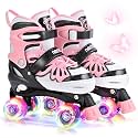 NEMONE Mermaid Adjustable Light up Roller Skates for Girls Boys