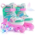 NEMONE Mermaid Adjustable Light up Roller Skates for Girls Boys