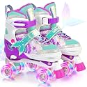 NEMONE Mermaid Adjustable Light up Roller Skates for Girls Boys