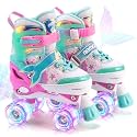 NEMONE Mermaid Adjustable Light up Roller Skates for Girls Boys