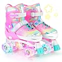 NEMONE Mermaid Adjustable Light up Roller Skates for Girls Boys