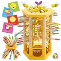 Nene Toys BeeFall Deluxe 4-in-1 Wooden Tower Game for Kids Ages 3-9